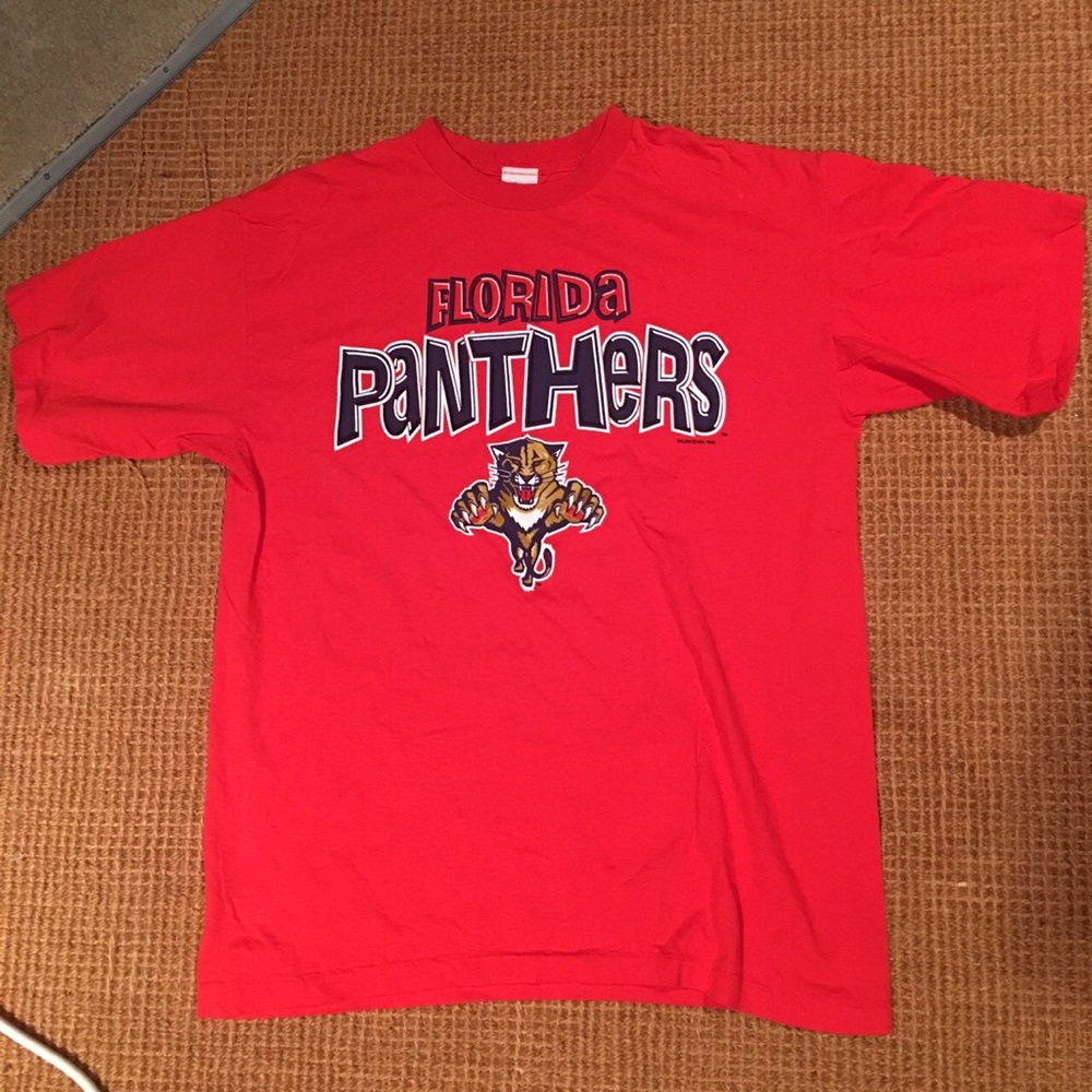 90s Vintage NHL Florida Panthers Red T Shirt (XL)